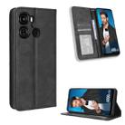 For Itel P40 Magnetic Buckle Retro Texture Leather Phone Case(Black) - 1