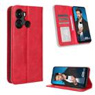 For Itel P40 Magnetic Buckle Retro Texture Leather Phone Case(Red) - 1