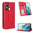 For Itel S18 S663L Magnetic Buckle Retro Texture Leather Phone Case(Red) - 1