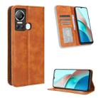 For Itel S18 S663L Magnetic Buckle Retro Texture Leather Phone Case(Brown) - 1