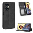 For Realme C55 4G Magnetic Buckle Retro Texture Leather Phone Case(Black) - 1