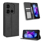 For Tecno Spark Go 2023 Magnetic Buckle Retro Texture Leather Phone Case(Black) - 1