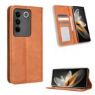 For vivo V27 / V27 Pro / S16 / S16 Pro Magnetic Buckle Retro Texture Leather Phone Case(Brown) - 1