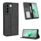 For vivo V27e / S16e Magnetic Buckle Retro Texture Leather Phone Case(Black) - 1