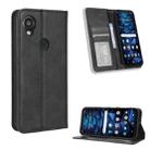 For Kyocera Digno SX3 KYG02 Magnetic Buckle Retro Texture Leather Phone Case(Black) - 1