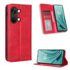 For OnePlus Ace 2V Magnetic Buckle Retro Texture Leather Phone Case(Red) - 1