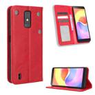 For ZTE Blade A32 Magnetic Buckle Retro Texture Leather Phone Case(Red) - 1