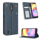 For ZTE Blade A32 Magnetic Buckle Retro Texture Leather Phone Case(Blue) - 1