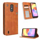 For ZTE Blade A32 Magnetic Buckle Retro Texture Leather Phone Case(Brown) - 1