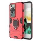 For Huawei P60 PC + TPU Shockproof Protective Phone Case with Magnetic Ring Holder(Red) - 1