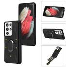 For Samsung Galaxy S21 Ultra 5G Armor Ring Wallet Back Cover Phone Case(Black) - 1