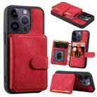 For iPhone 13 Pro Skin Feel Dream Anti-theft Brush Shockproof Portable Skin Card Bag Phone Case(Red) - 1