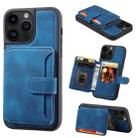 For iPhone 12 Pro Max Skin Feel Dream Anti-theft Brush Shockproof Portable Skin Card Bag Phone Case(Peacock Blue) - 1