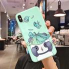 For iPhone X / XS TPU Mobile Phone Case(Bright Green Lotus Leaf Bear) - 1