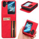 For OPPO Find N2 Flip Skin Feel Calf Texture Card Slots Leather Phone Case(Red) - 1