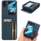 For OPPO Find N2 Flip Skin Feel Calf Texture Card Slots Leather Phone Case(Blue) - 1