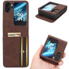 For OPPO Find N2 Flip Skin Feel Calf Texture Card Slots Leather Phone Case(Brown) - 1