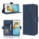 For ZTE Blade V40 Design Skin Feel Calf Texture Card Slots Leather Phone Case(Blue) - 1