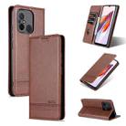 For Xiaomi Redmi 12C / Redmi 11A / Poco C55 AZNS Magnetic Calf Texture Flip Leather Phone Case(Dark Brown) - 1