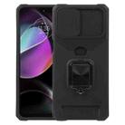 For Motorola Moto G 5G 2023 Camera Shield Card Slot Phone Case with Ring Holder(Black) - 1