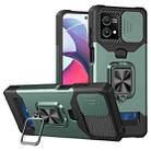 For Motorola Moto G Stylus 5G 2023 Camera Shield Card Slot Phone Case with Ring Holder(Dark Green) - 1