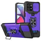 For Motorola Moto G Stylus 5G 2023 Camera Shield Card Slot Phone Case with Ring Holder(Purple) - 1