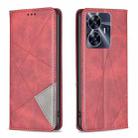 For Realme C55 Prismatic Invisible Magnetic Leather Phone Case(Red) - 1