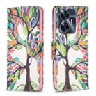 For Realme C55 Colored Drawing Pattern Leather Phone Case(Tree Life) - 1