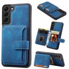 For Samsung Galaxy S21 5G Skin Feel Dream Anti-theft Brush Shockproof Portable Skin Card Bag Phone Case(Peacock Blue) - 1