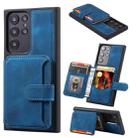 For Samsung Galaxy S23 Ultra 5G Skin Feel Dream Anti-theft Brush Shockproof Portable Skin Card Bag Phone Case(Peacock Blue) - 1