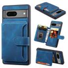 For Google Pixel 6a Skin Feel Dream Anti-theft Brush Shockproof Portable Skin Card Bag Phone Case(Peacock Blue) - 1