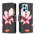 For Xiaomi Redmi Note 12 4G Global Colored Drawing Pattern Zipper Leather Phone Case(Lotus) - 1