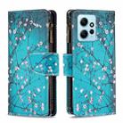 For Xiaomi Redmi Note 12 4G Global Colored Drawing Pattern Zipper Leather Phone Case(Plum Blossom) - 1