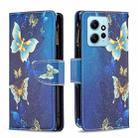 For Xiaomi Redmi Note 12 4G Global Colored Drawing Pattern Zipper Leather Phone Case(Gold Butterfly) - 1