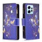 For Xiaomi Redmi Note 12 4G Global Colored Drawing Pattern Zipper Leather Phone Case(Purple Butterfly) - 1