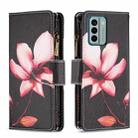 For Nokia G22 Colored Drawing Pattern Zipper Leather Phone Case(Lotus) - 1