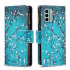 For Nokia G22 Colored Drawing Pattern Zipper Leather Phone Case(Plum Blossom) - 1