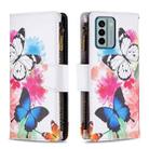 For Nokia G22 Colored Drawing Pattern Zipper Leather Phone Case(Two Butterflies) - 1