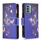 For Nokia G22 Colored Drawing Pattern Zipper Leather Phone Case(Purple Butterfly) - 1