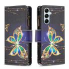 For Samsung Galaxy M14 5G Colored Drawing Pattern Zipper Leather Phone Case(Big Butterfly) - 1