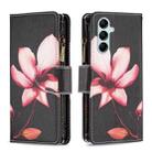 For Samsung Galaxy M14 5G Colored Drawing Pattern Zipper Leather Phone Case(Lotus) - 1