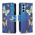 For Samsung Galaxy M14 5G Colored Drawing Pattern Zipper Leather Phone Case(Gold Butterfly) - 1