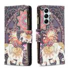 For Samsung Galaxy M14 5G Colored Drawing Pattern Zipper Leather Phone Case(Flower Elephants) - 1