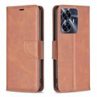 For Realme C55 Lambskin Texture Leather Phone Case(Brown) - 1