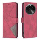 For OPPO Find X6 5G Magnetic Buckle Rhombus Texture Leather Phone Case(Red) - 1