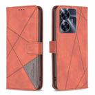 For Realme C55 Magnetic Buckle Rhombus Texture Leather Phone Case(Brown) - 1
