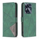 For Realme C55 Magnetic Buckle Rhombus Texture Leather Phone Case(Green) - 1