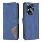 For Realme C55 Magnetic Buckle Rhombus Texture Leather Phone Case(Blue) - 1