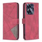 For Realme C55 Magnetic Buckle Rhombus Texture Leather Phone Case(Red) - 1