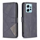 For Xiaomi Redmi Note 12 4G Global Magnetic Buckle Rhombus Texture Leather Phone Case(Black) - 1